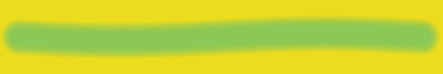 The same cyan stroke over yellow using pigment-aware mixing; the overlap shifts toward yellow-green.